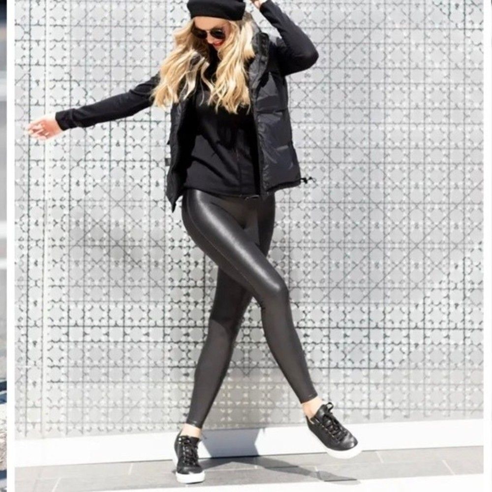 NWT Spanx Faux Leather Black Leggings Size S